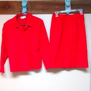Red jacket and skirt